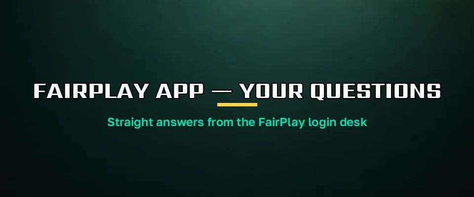 Question marks around a phone running the FairPlay app sign-in screen