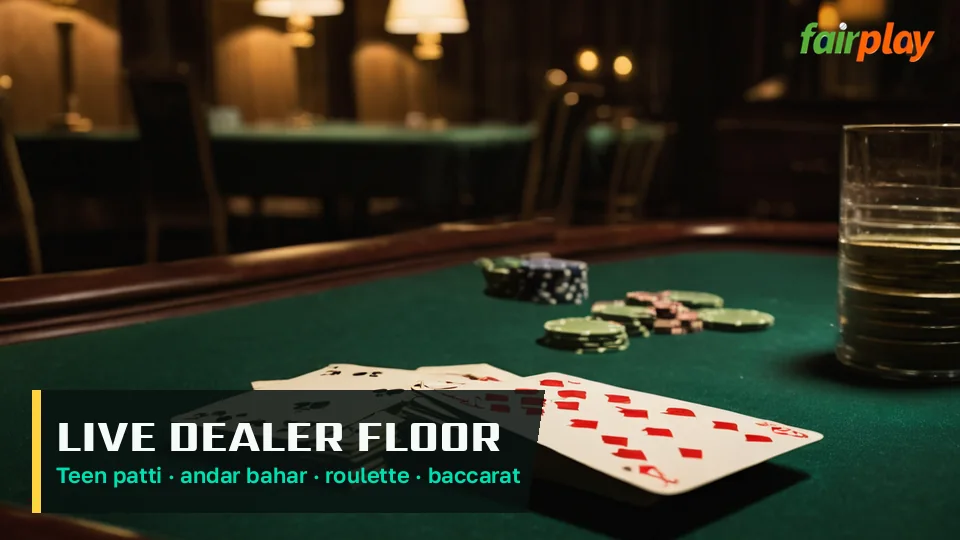 Phone screen showing a FairPlay Club andar bahar table with the betting window open
