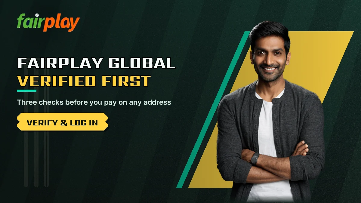 FairPlay Global banner showing a three-step check before the first deposit