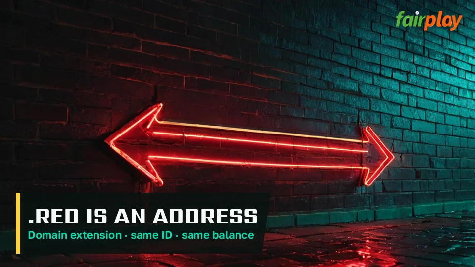 Desk chat confirming the fairplay.red address next to an open sign-in screen