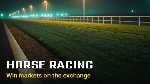 Horse racing tile with runners rounding the final turn