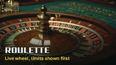 Roulette tile with a spinning wheel and a ball near zero