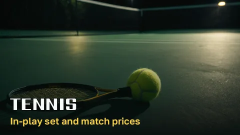 Tennis tile with a racket and ball on a hard court line